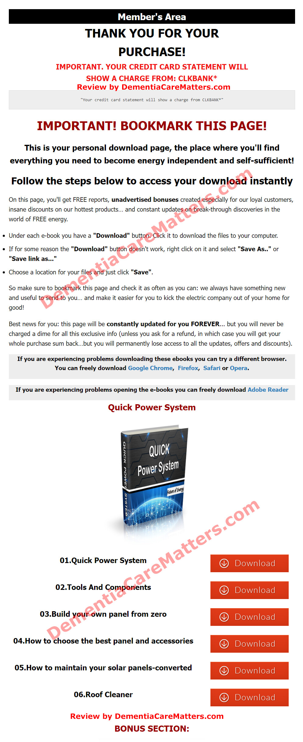 quick power system download page