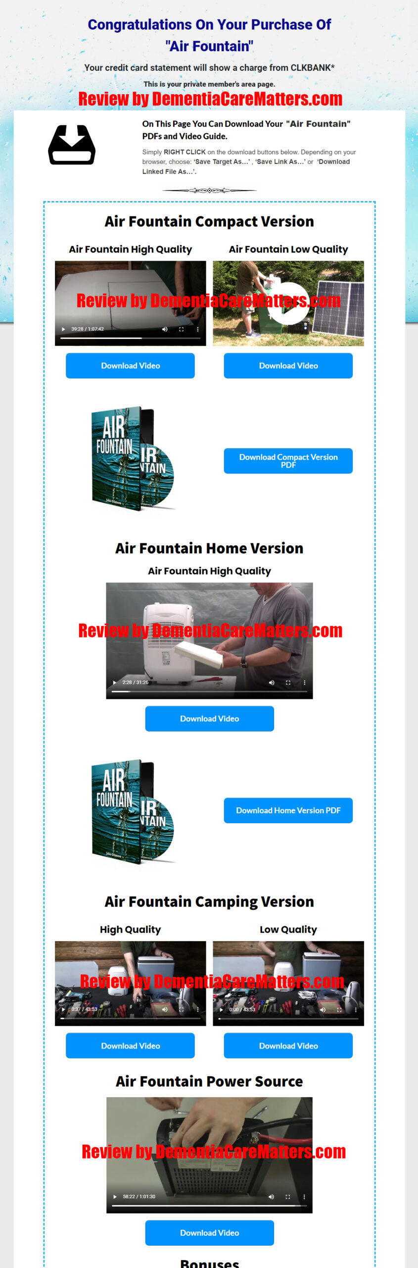 Air Fountain System Download Page