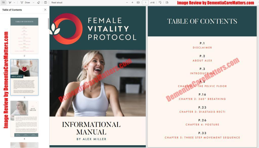 female vitality protocol manual table of contents