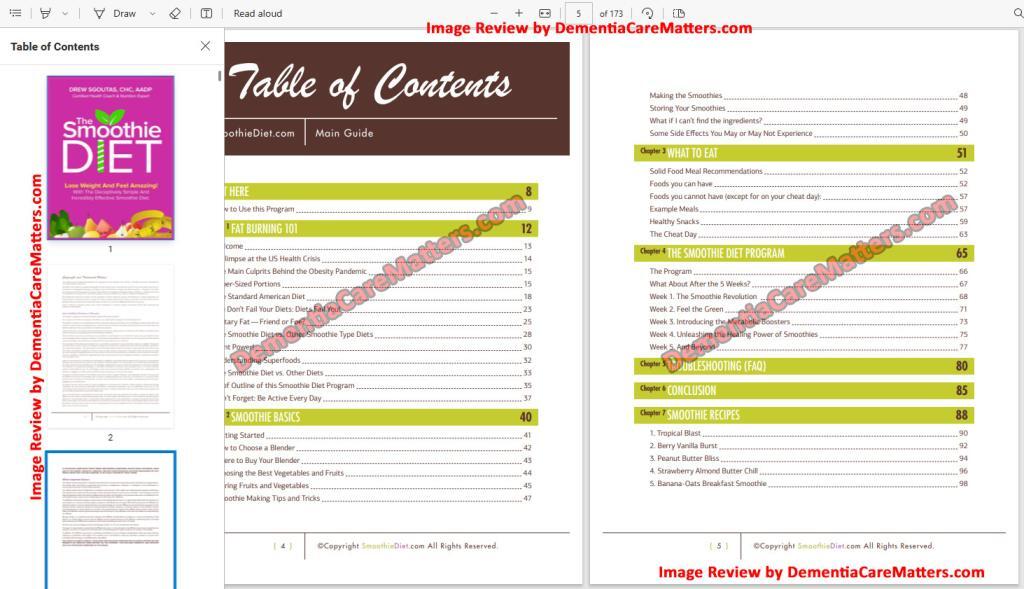 the smoothie diet manual table of contents