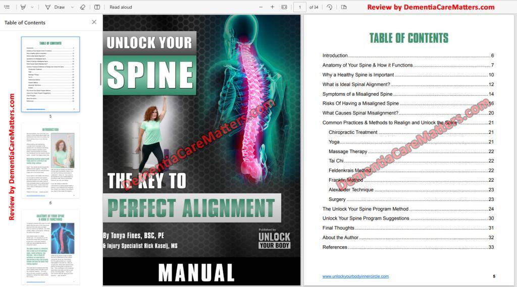 unlock your spine manual table of contents